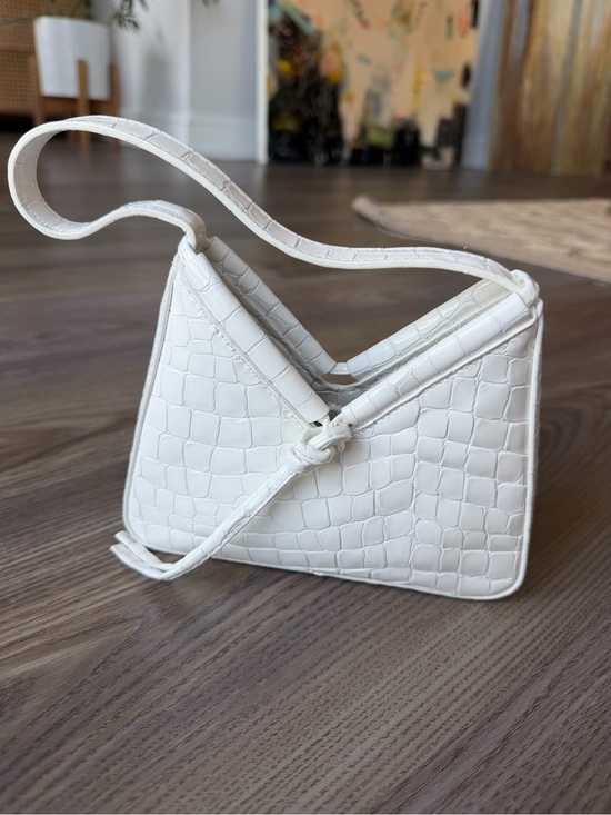 Reformation Handbags - Reformation Chiara Mini White Croc-Embossed Handbag